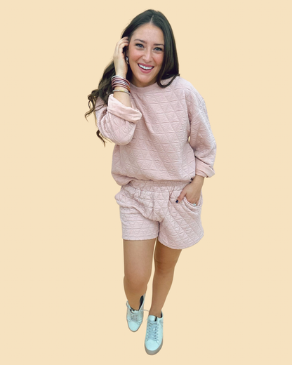 The Quilted LS Set in Blush-AS