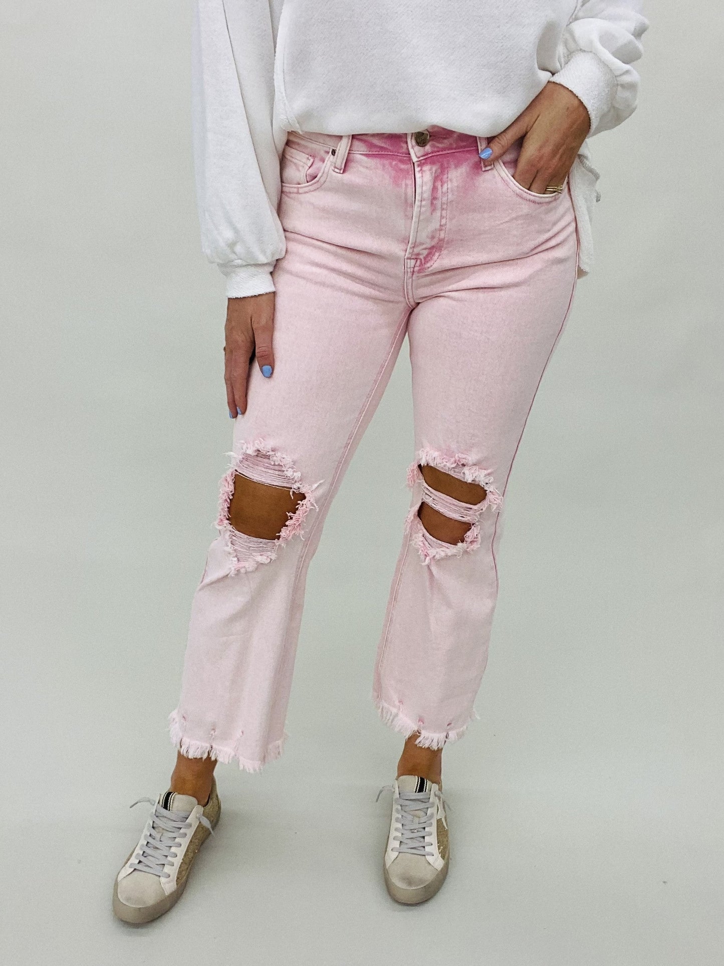 The Risen Straight Jeans in Pink - AS