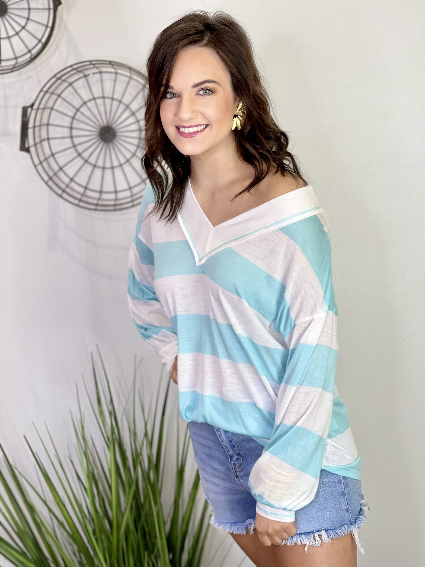 The Aqua and Ivory Top
