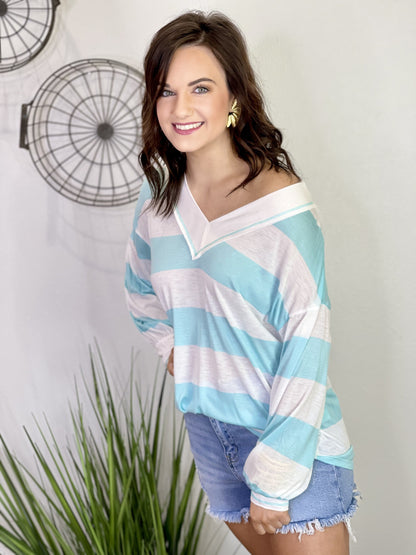 The Aqua and Ivory Top