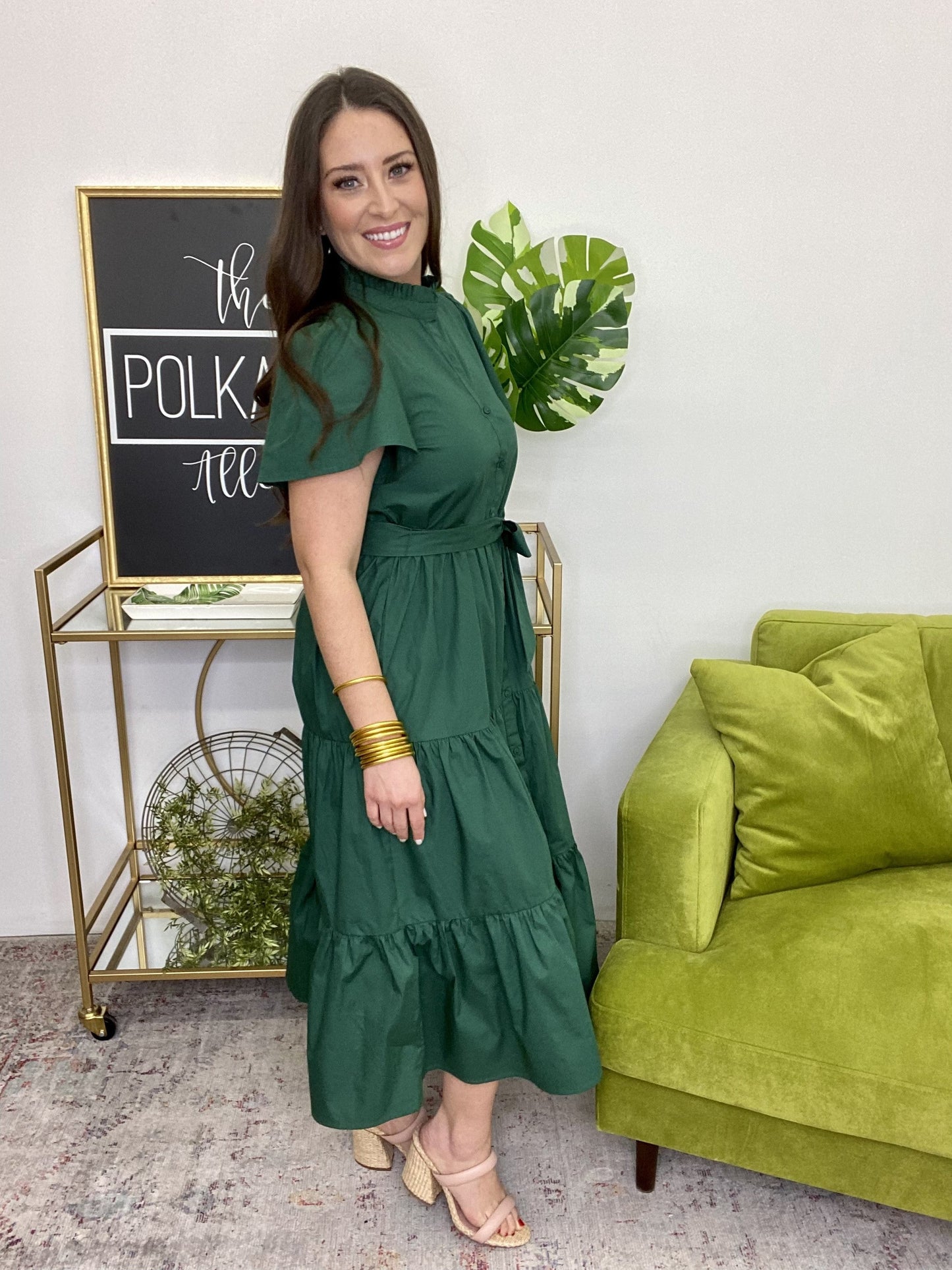 The Green Poplin Midi