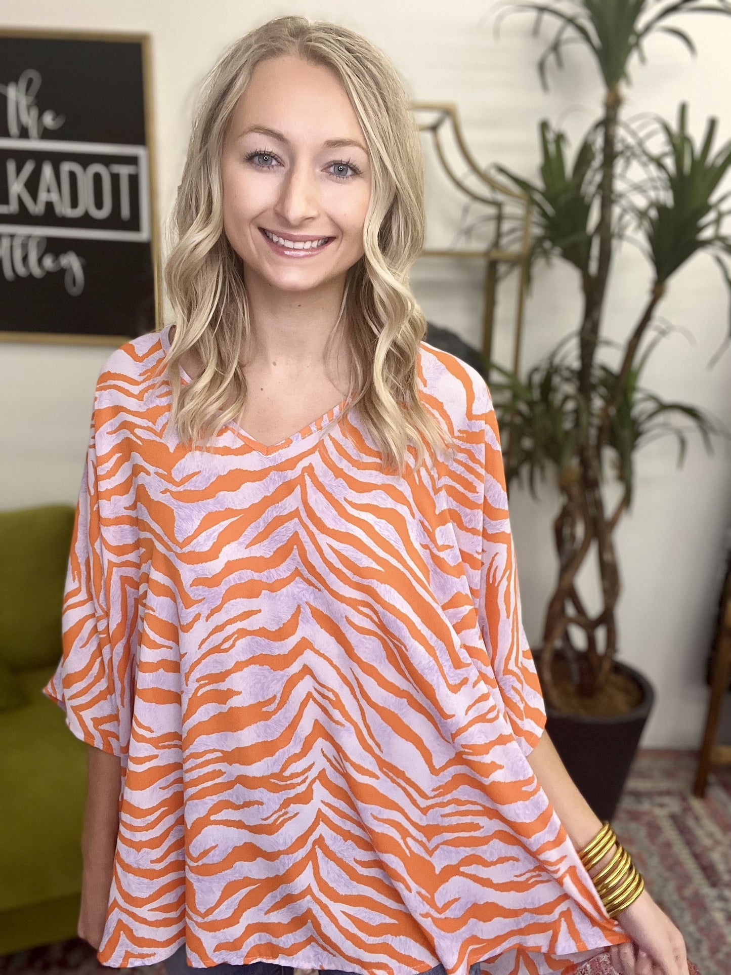 The Zelly Zebra Poncho Top - AS