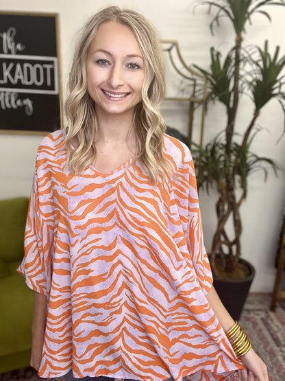 The Zelly Zebra Poncho Top - AS