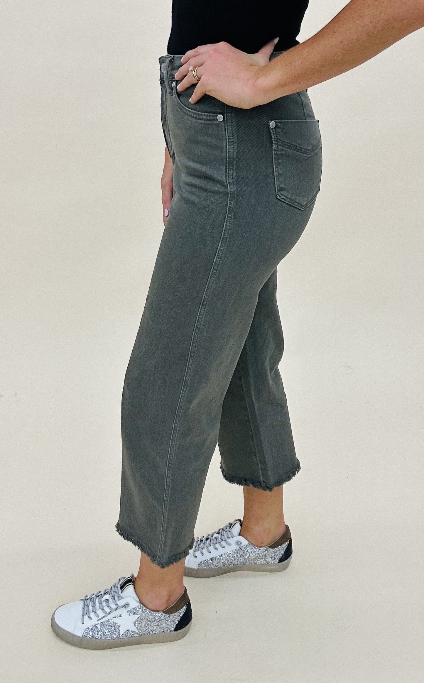 The JB Olive Frayed Jeans-All Sizes