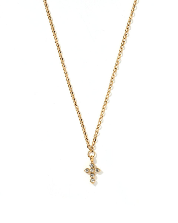 Necklace - Carly Cross CZ Gold