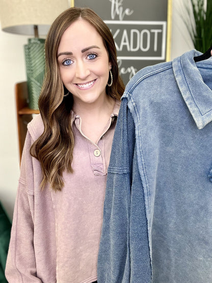 The Washed Henley Pullover in AS/2 Colors
