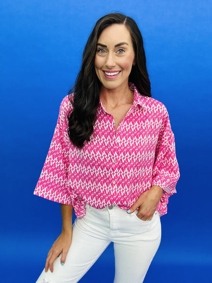 The Pink Sloane Button Top