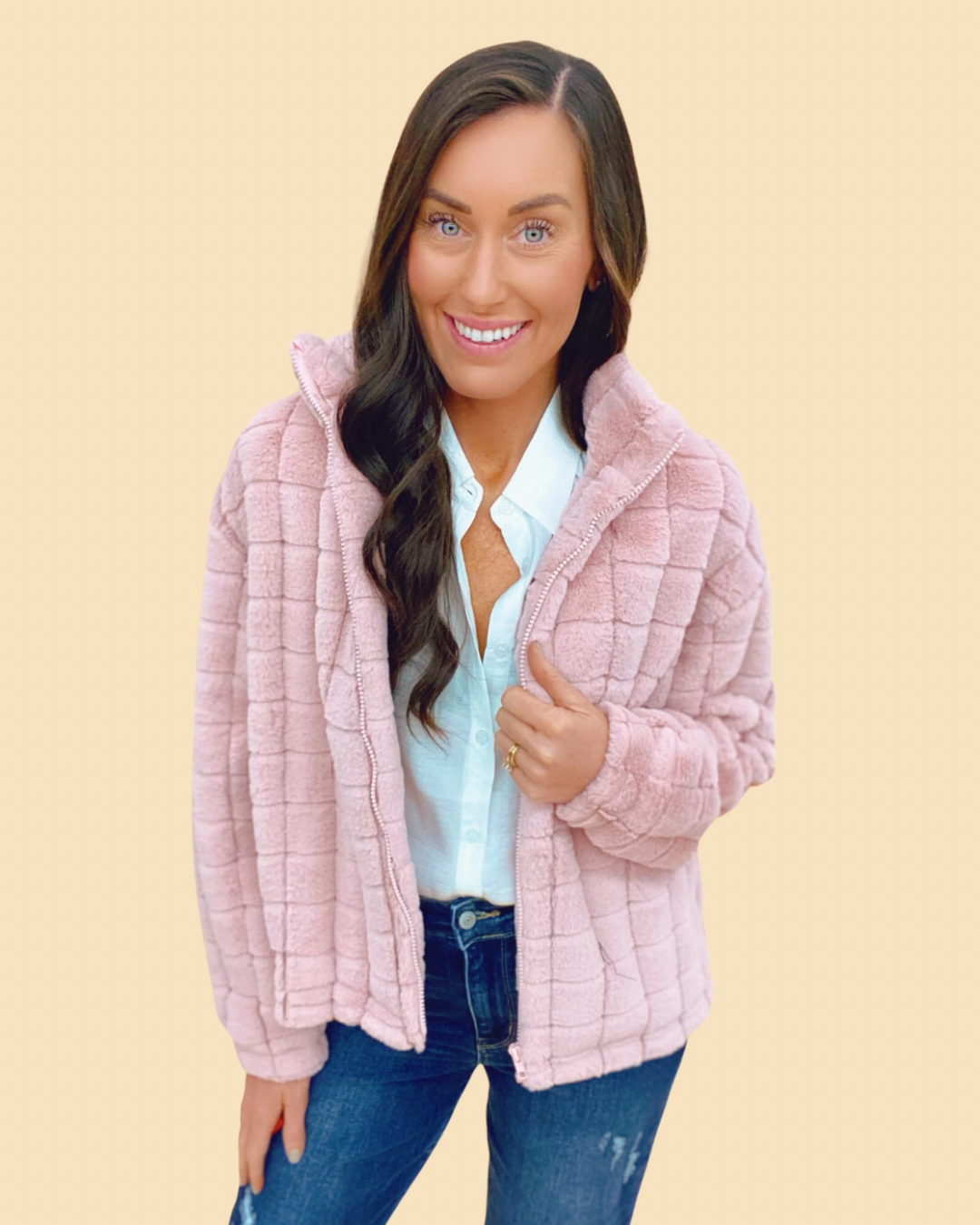 The Bundled Up Jacket in Pink - As