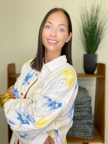 The Splatter Shacket in Ivory