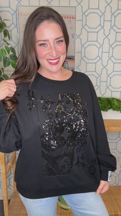 QOS Black Tonal Queen Card Sweatshirt
