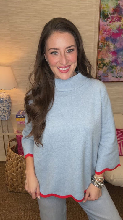 The Scallop Edge Sweater in Blue