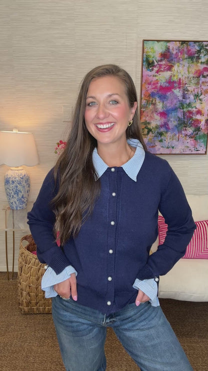 The Striped Collar Sweater Top