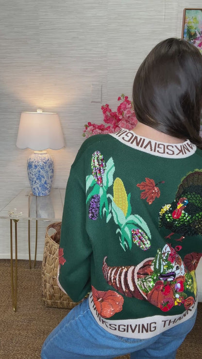 QOS Thanksgiving Button Cardigan
