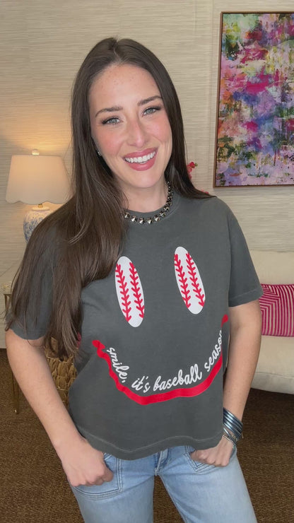 Smile, It's Baseball Season Cropped Tee