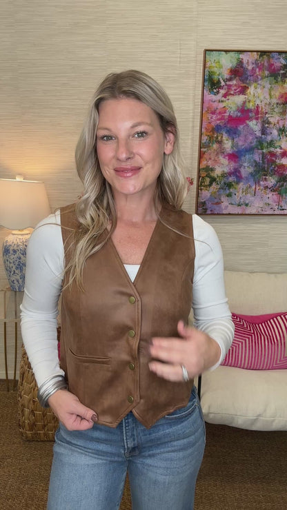 The Suede Vest in Camel