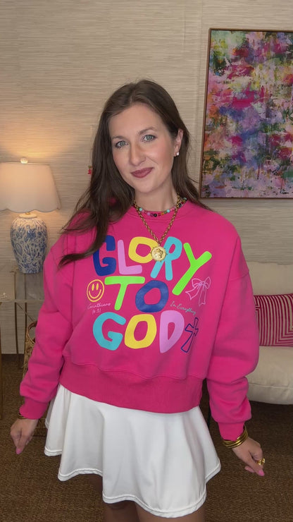 Glory To God Pink Crop Sweatshirt