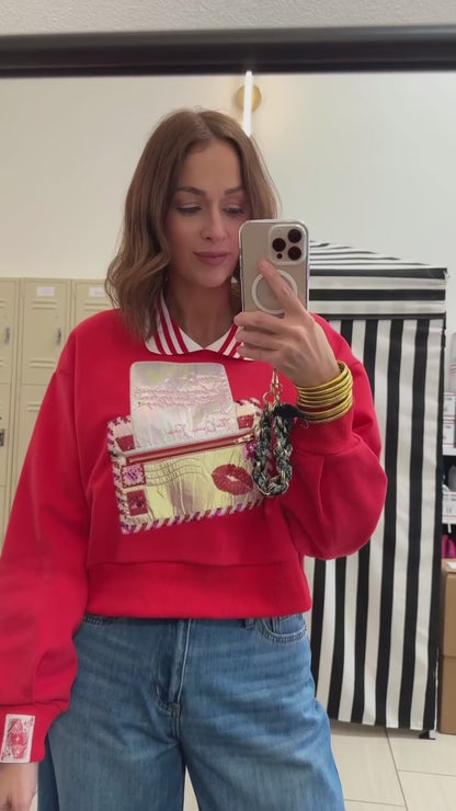 QOS Red Love Letter Sweatshirt