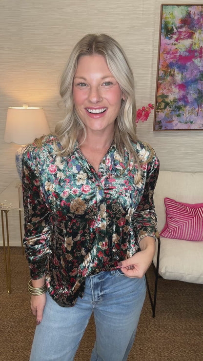 The Bordeaux Bloom Top in Green