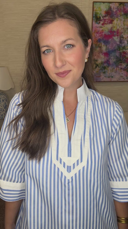 The Seersucker Stripe Dress in Blue