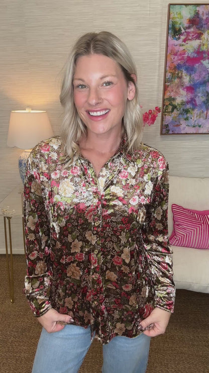 The Bordeaux Bloom Top in Brown