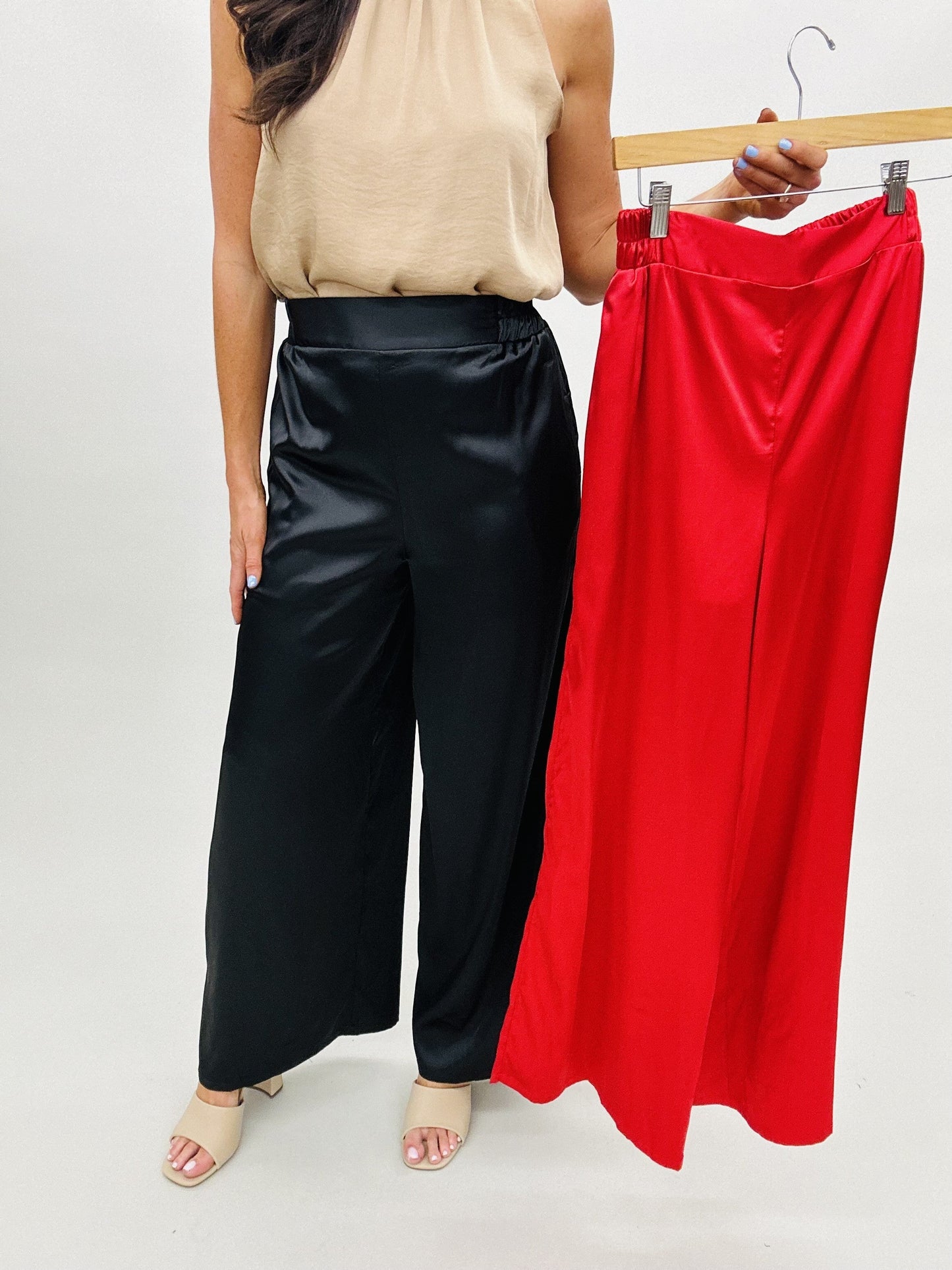 The Solid Satin Cora Pants - 3 Color/AS