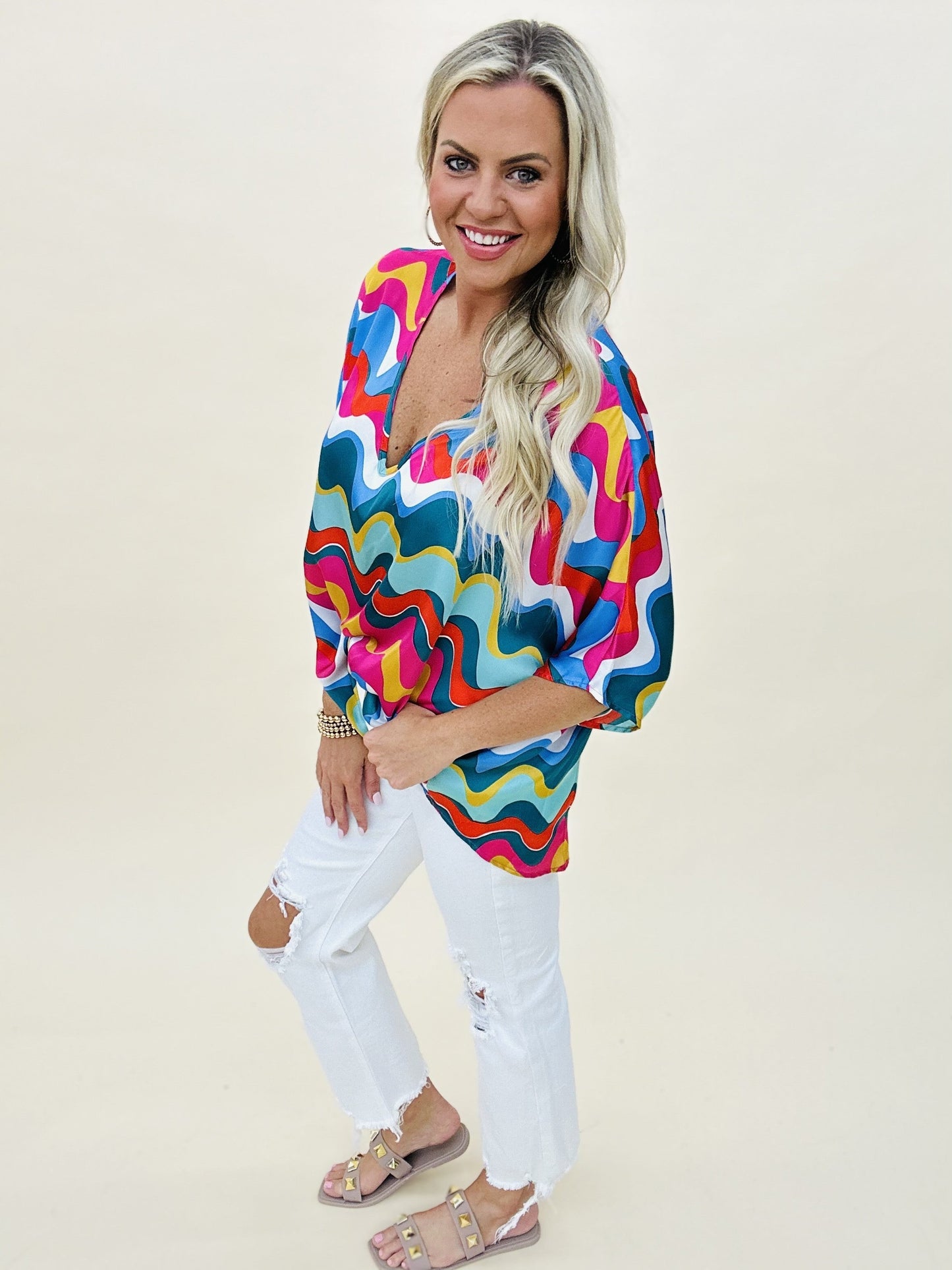 The Dancing Waves Poncho Top - AS