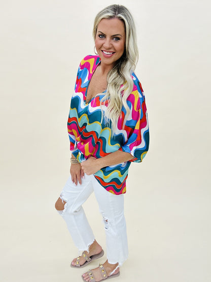The Dancing Waves Poncho Top - AS