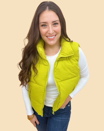 The Puff Vest in Avocado/AS