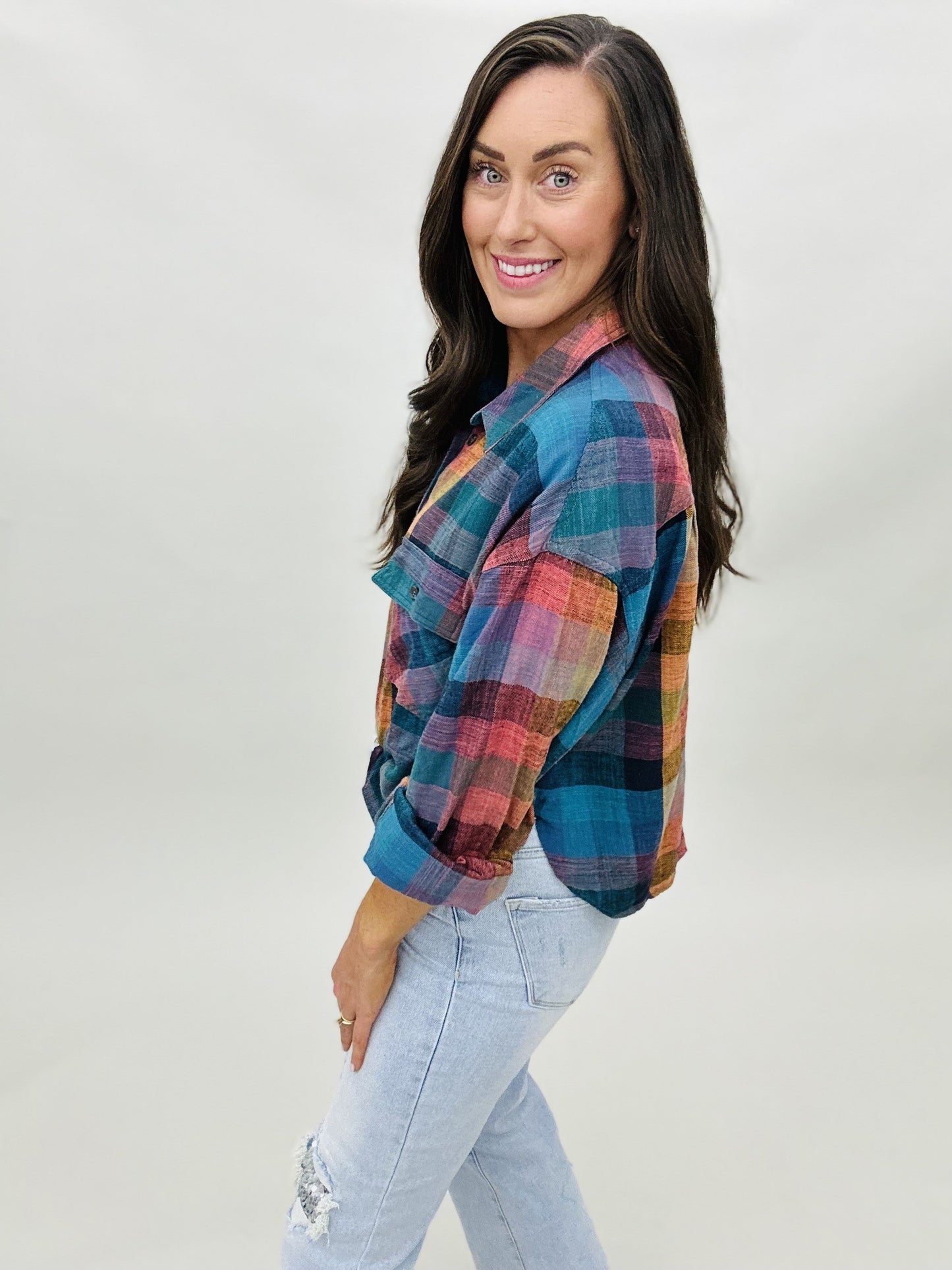 The Punchy Plaid Top-2 Colors