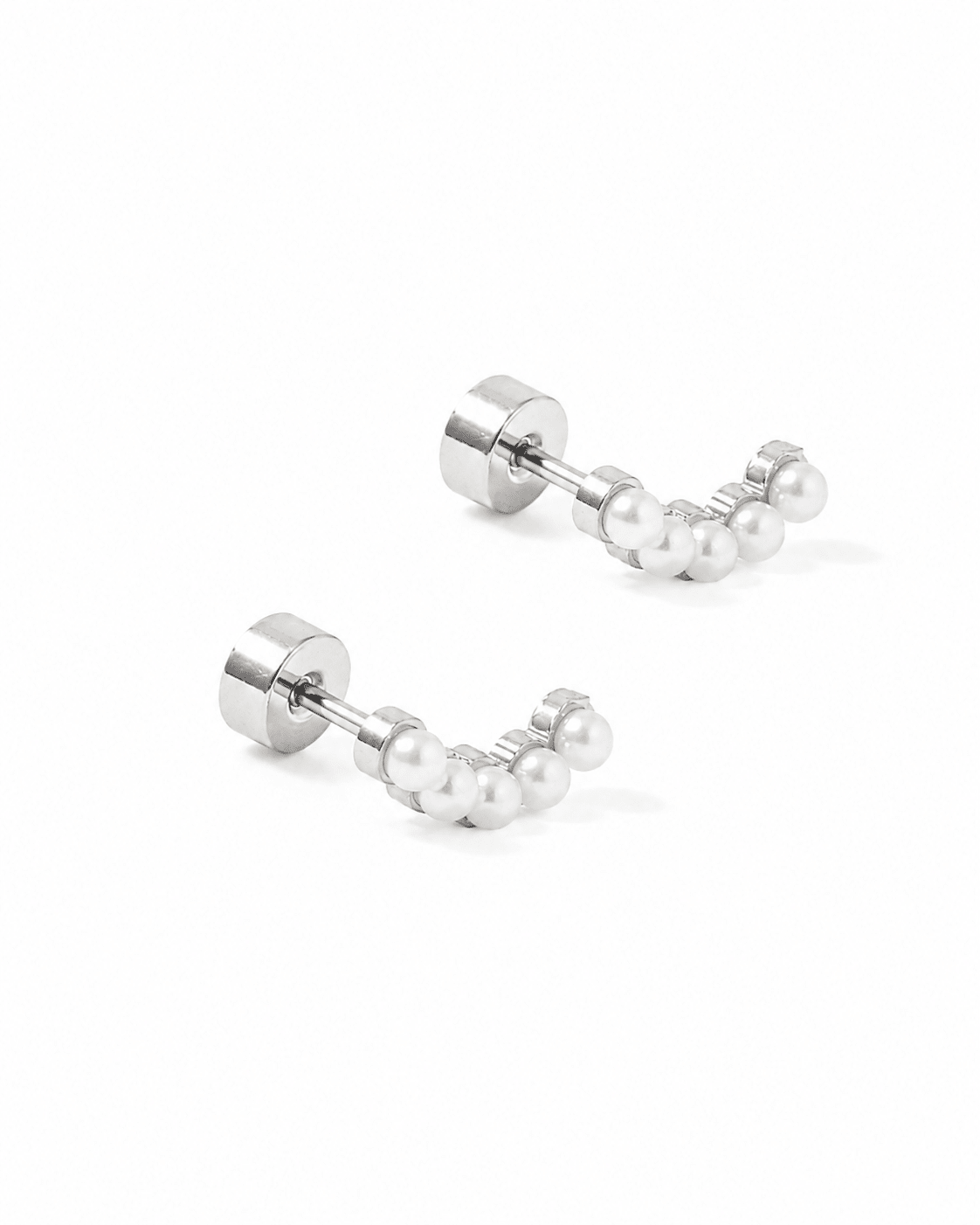 Screwback Stud Earrings - Abigail Pearl Silver