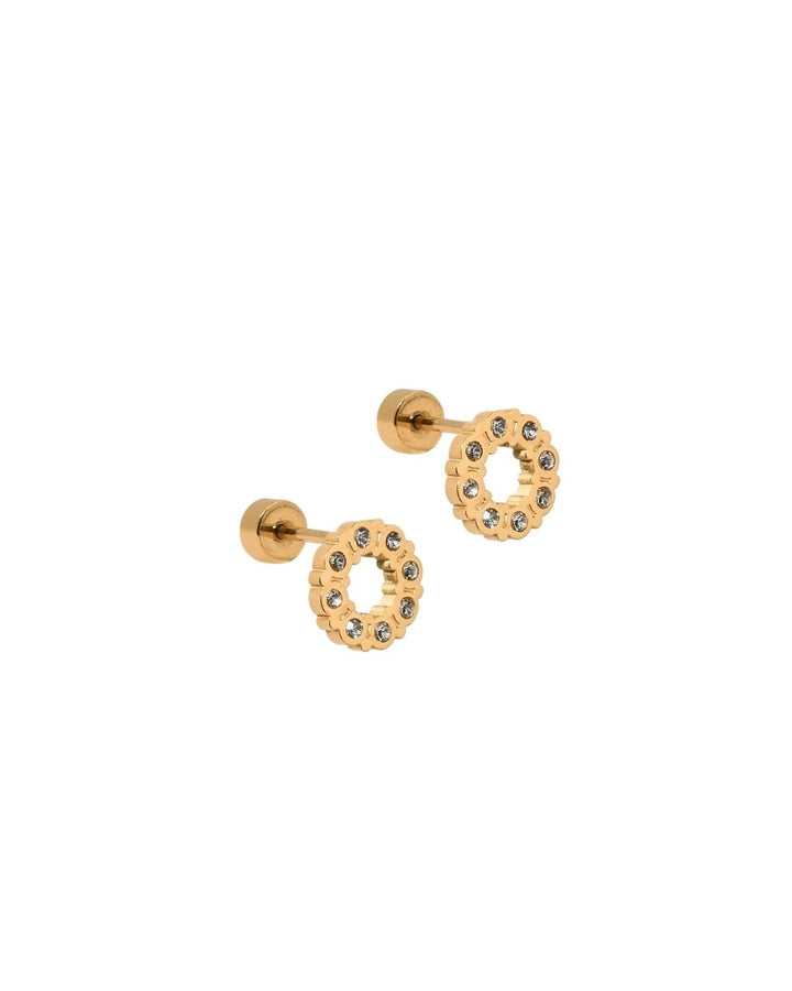 Screwback Stud Earrings - Brinley CZ Gold