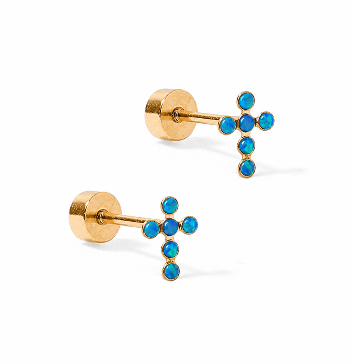 Screwback Stud Earrings - Clara Cross Abalone Shell