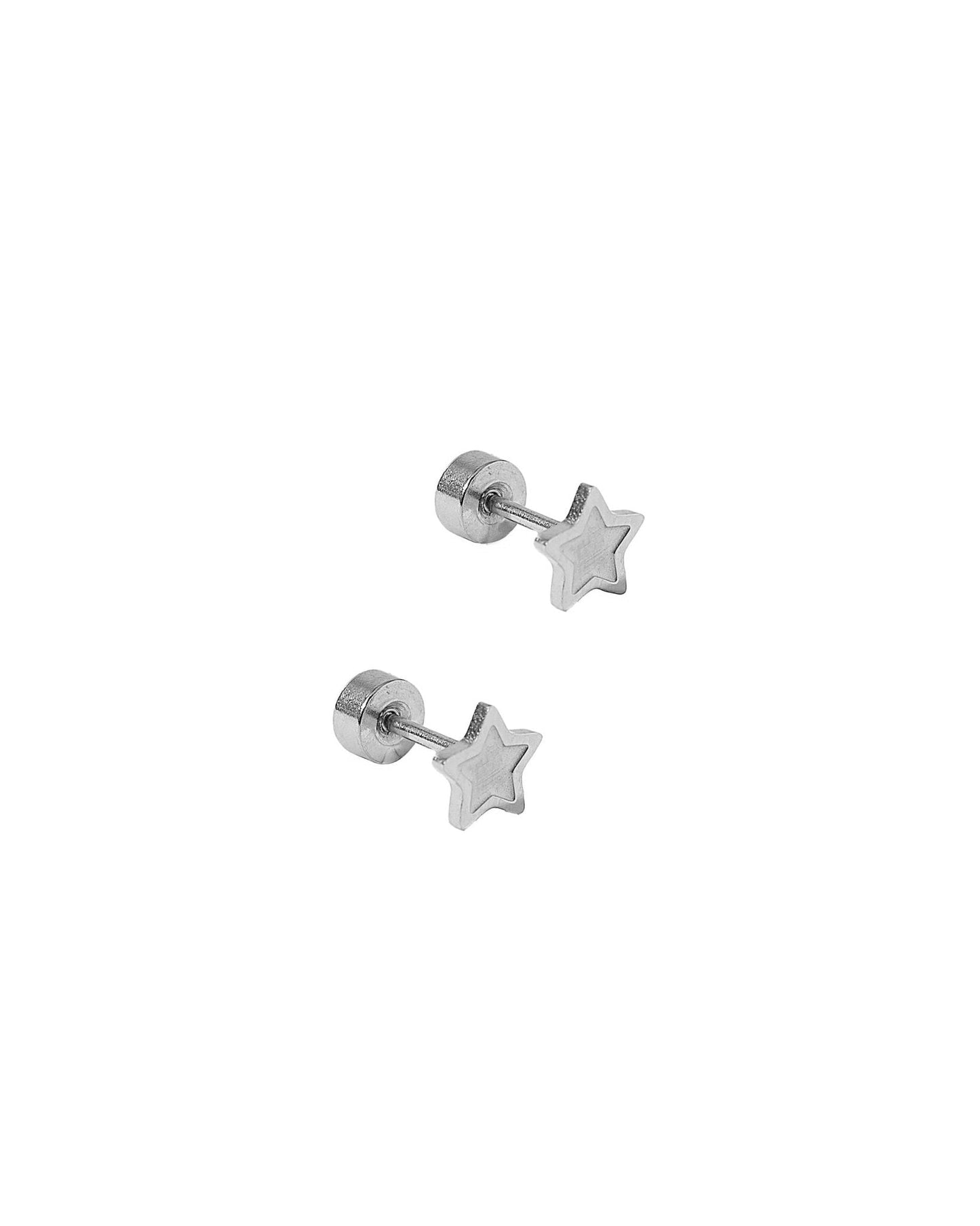 Screwback Stud Earrings - Lennon Star Silver
