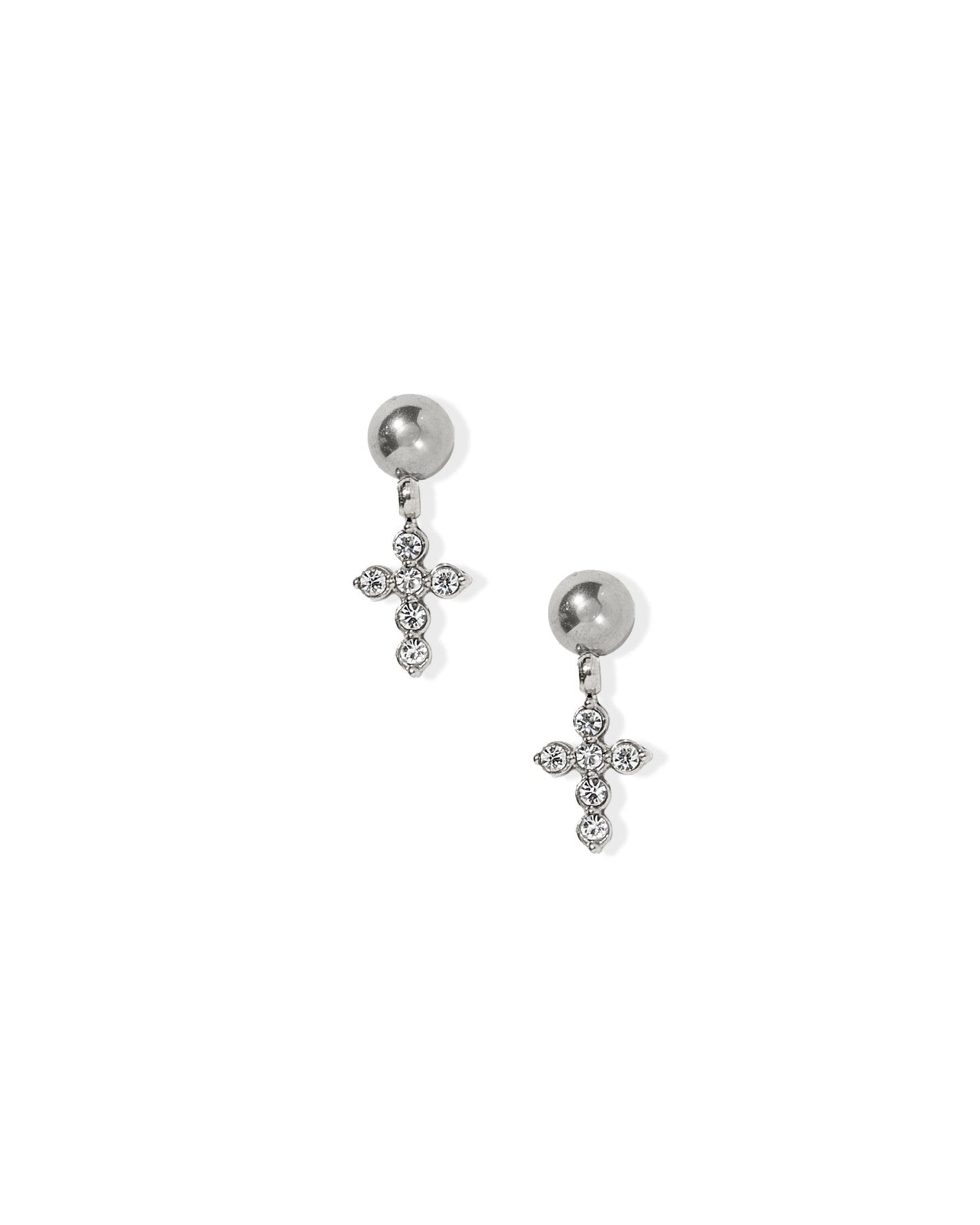 Screwback Stud Earrings - Millie Cross CZ Silver