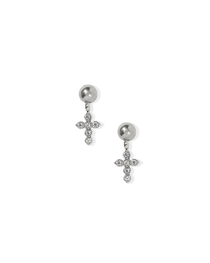 Screwback Stud Earrings - Millie Cross CZ Silver