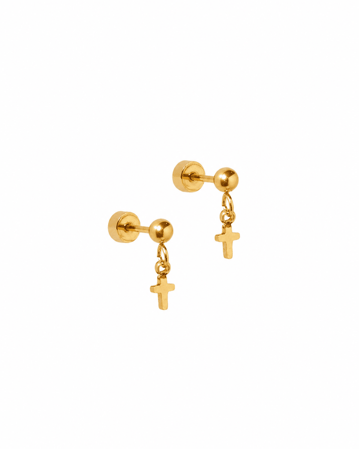 Screwback Stud Earrings - Millie Cross Gold
