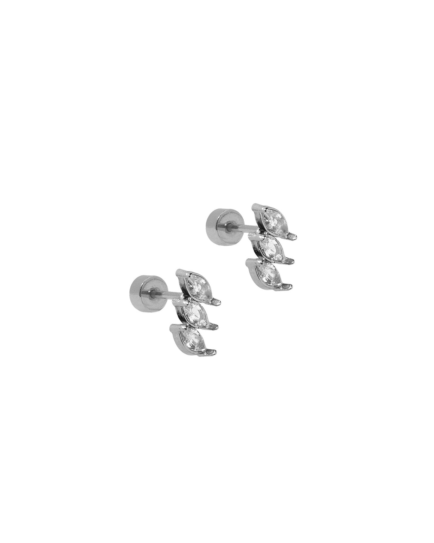 Screwback Stud Earrings - Sierra CZ Silver