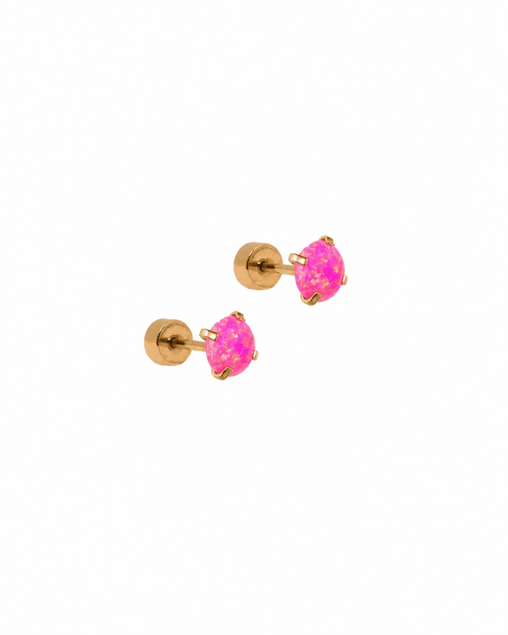 Screwback Stud Earrings - Venus Opal Neon Pink