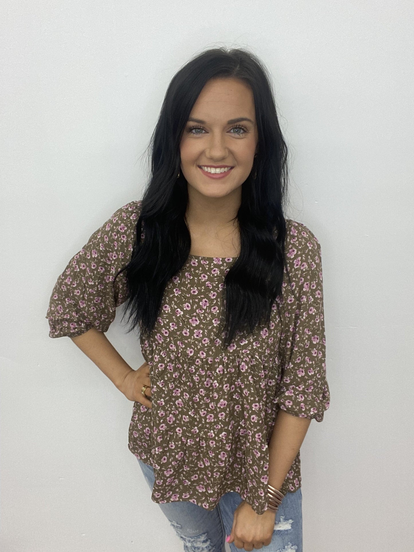 The Boho Floral Top in 3 Colors-All Sizes