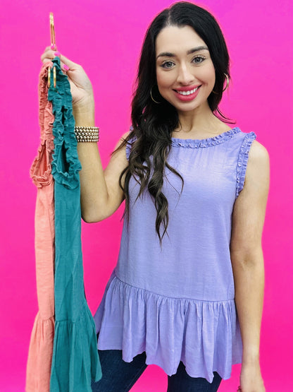 The Frilled Peplum Top in 3 Colors/AS