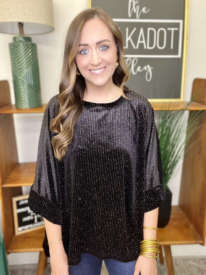 The Little Stripe Shine Oversized Top - AS