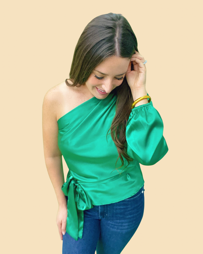 The Solid Satin Raven Top - AS