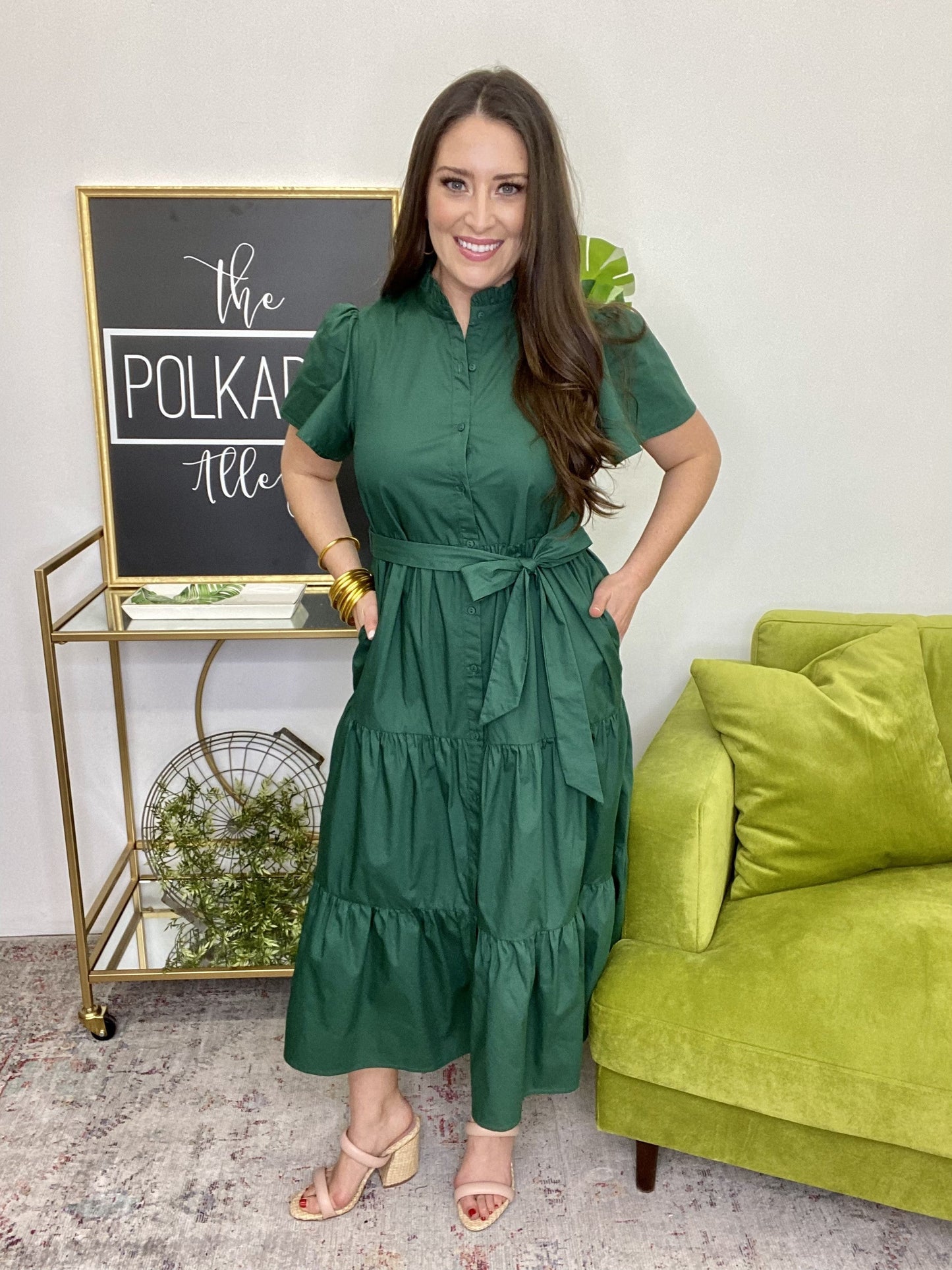 The Green Poplin Midi