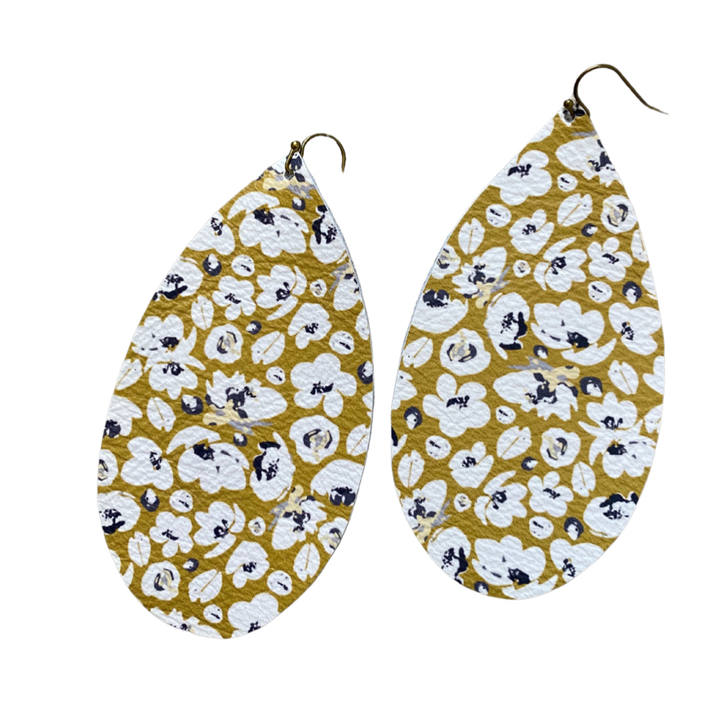 Fall Flower Leather Earrings